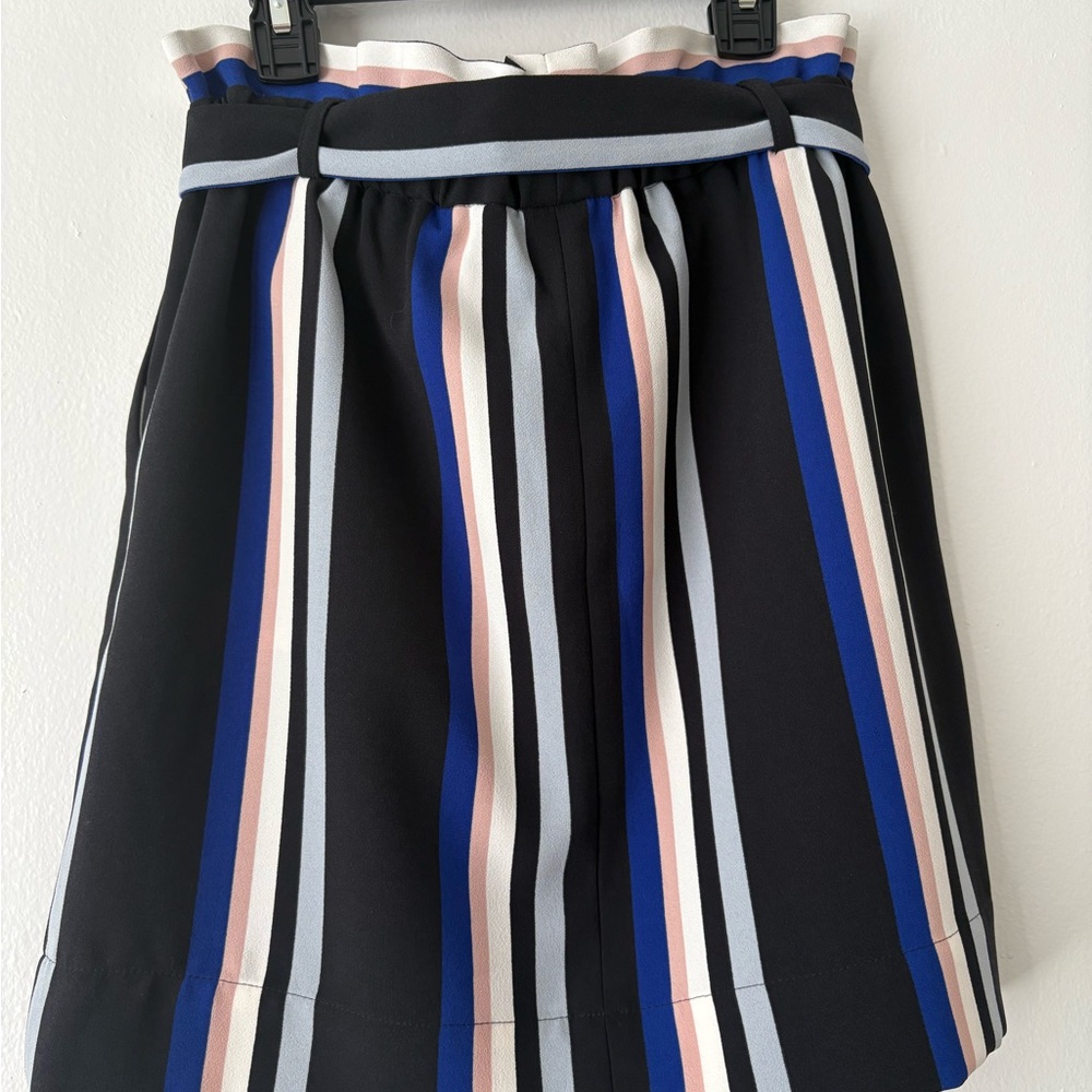 Express Striped Skirt with Tie Belt and Pockets - Picture 3 of 4